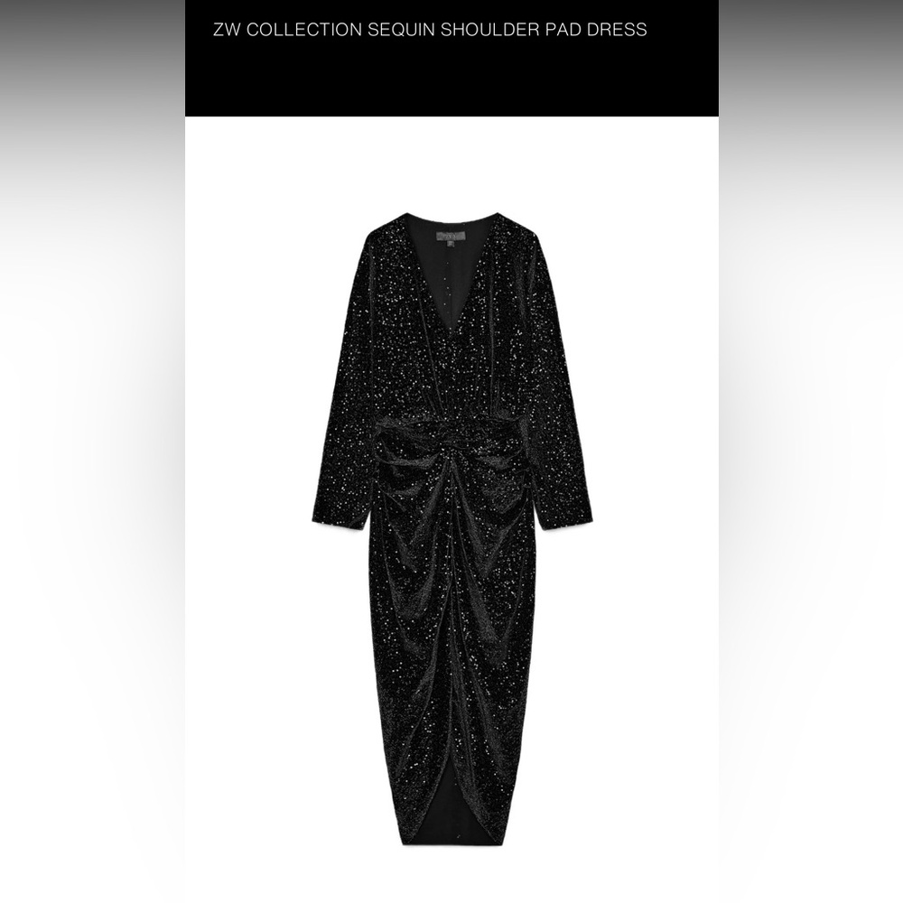 Zara collection Black Sequin Long Sleeve Dress